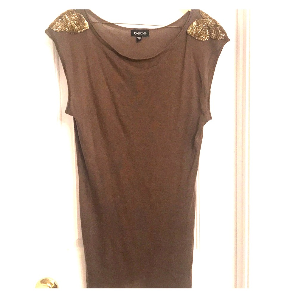 BEBE olive green tunic sweater